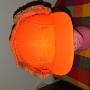 Vtg Duck Bay Blaze Orange Hunting Sherpa Lining Ear Flaps Ear Muffs Hat Cap